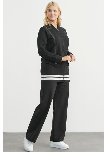 Tam Fermuarlı Tunik Eşofman Takım - Siyah indirimleri