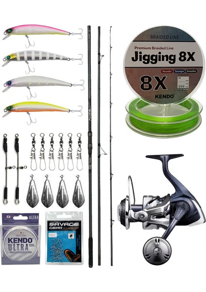 Yekoutdoor Profesyonel Olta Seti Okuma Alijos Surf 435 cm 100+250 gr 3 Parça&shimano Makina Twin Power 8000 Sw C Pg