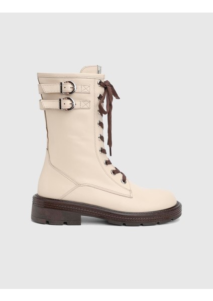 Furball Hakiki Deri Krem Kadın Bot modelleri