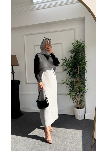 Gri Tüvit Tesettür Jile