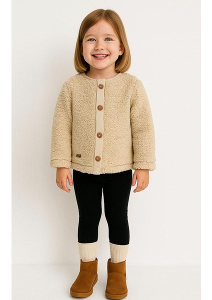 Kız Çocuk Astarlı Teddy Peluş Kumak Ceket - Hırka