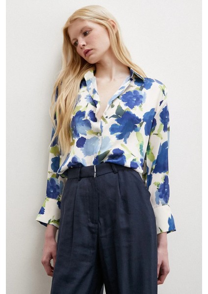 Kadın Uzun Kol Desenli Renkli Pamuk Saten Premium Kalite Spor Şık Gömlek modelleri