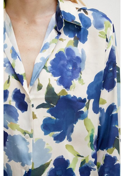 Kadın Uzun Kol Desenli Renkli Pamuk Saten Premium Kalite Spor Şık Gömlek indirimleri