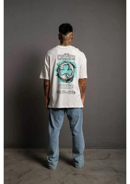 Erkek Sırt Baskılı T-Shirt - Beyaz fırsatları