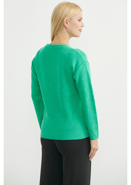 Metal Düğmeli Oversize Triko Hırka - Yeşil indirimleri