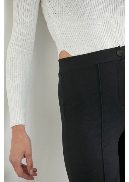 Fitilli Alttan Çıtçıtlı Triko Kazak - Kemik indirimleri