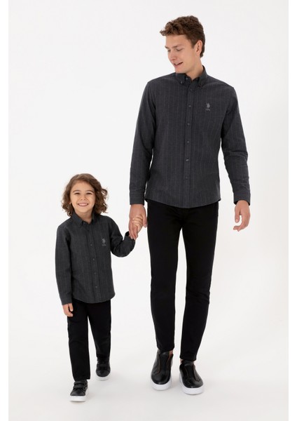 Erkek Çocuk Antrasit Gömlek Desenli 50316670-VR006