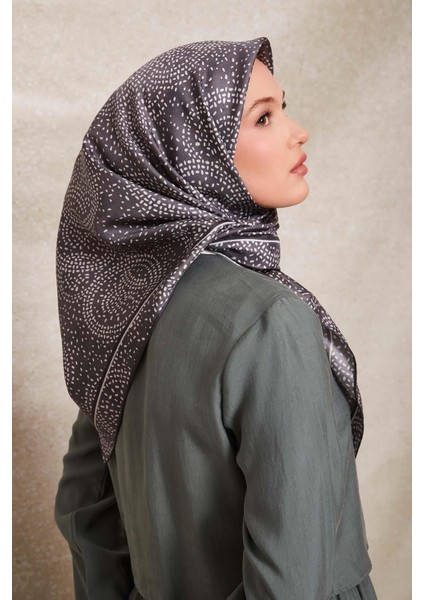 Gri Noktalı Daireler Bask. Twill İpek Eşarp fiyatları