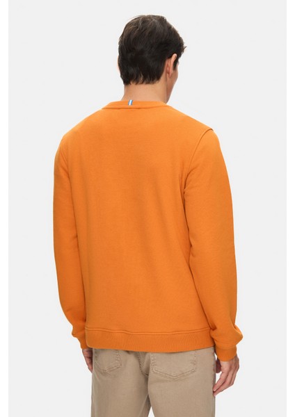 Valley Turuncu Bisiklet Yaka Baskılı Standard Fit Erkek Sweatshirt modelleri