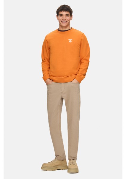 Valley Turuncu Bisiklet Yaka Baskılı Standard Fit Erkek Sweatshirt fırsatları