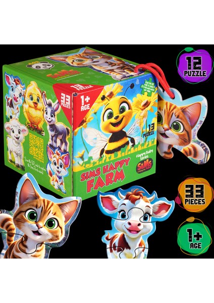 Bebekler Için Ilk Puzzle Yapboz Baby Çiftlik - 1 Yaş Üstü Montessori Eğitici Oyuncak