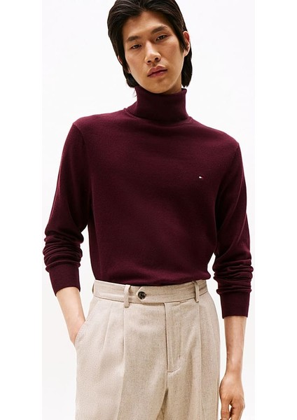 Erkek Regular Fit Kaşmir Karışımlı Balıkçı Yaka Kazak - Bordo