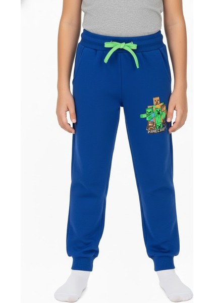 Erkek Çocuk Eşofman Altı 2 Iplik Şardonlu Minecreft Baskılı