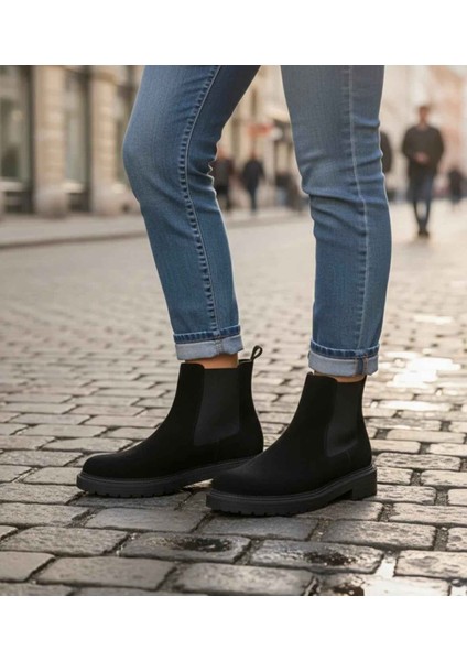 35-43 Hakiki Deri Kadın Nubuk Yanı Lastikli Rahat Kışlık Bot – Chelsi Model indirimleri