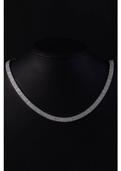 Beyaz Altın Kaplama 3 Sıra Su Yolu 925 Ayar Gümüş Kolye fırsatları