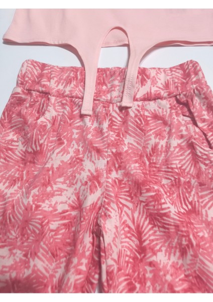 Kız Çocuk Pantolon Tişört Takım %100 Pamuk Nefes Alan Rahat Tarz Tasarım Cepli