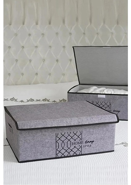 Keçe Kapaklı Kutu -Baza Altı Düzenleyici- Organizer 1 Adet 50X40X19 cm