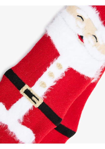 Noel Baba Baskılı Tüy Detaylı Pamuklu Havlu Soket Çorap modelleri