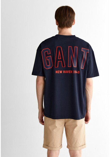 Erkek Lacivert Relaxed Fit Bisiklet Yaka Logolu T-Shirt fiyatları