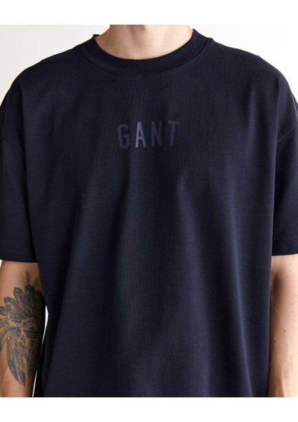 Erkek Lacivert Relaxed Fit Bisiklet Yaka Logolu T-Shirt indirimleri