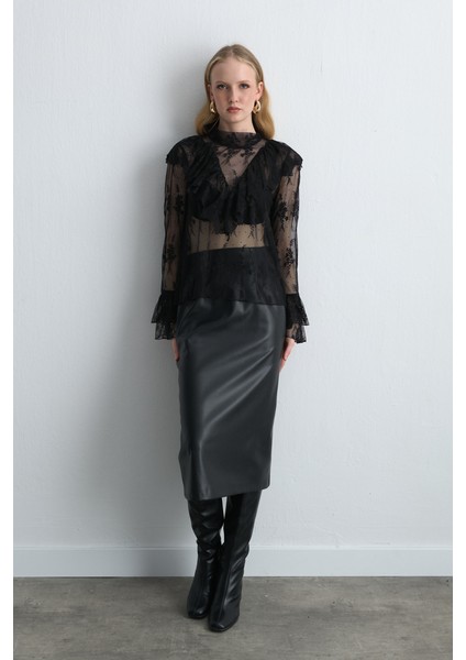 Anka Koleksiyonu Dantel Bluz - Siyah modelleri