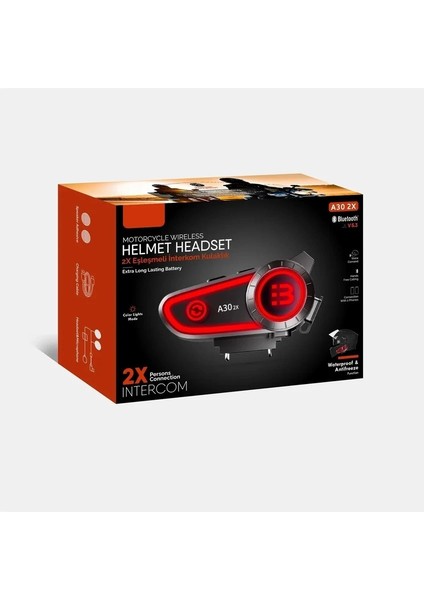 A30 2x Iki Cihaz Eşleşme Özellikli Motosiklet Bluetooth Kask Kulaklığı Interkom Kulaklık fiyatları