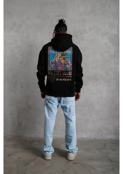 Erkek Patel Six Baskılı Kapüşonlu Sweat - Siyah modelleri