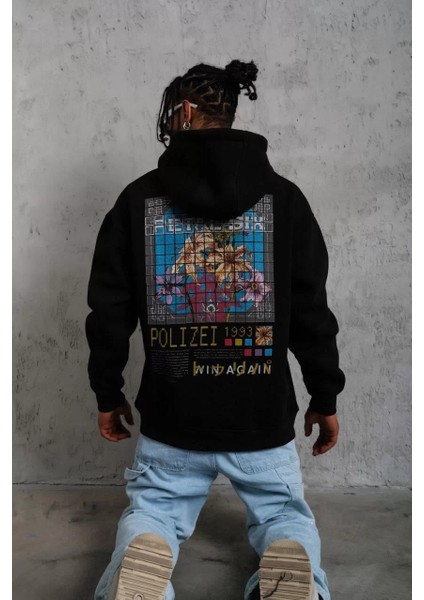 Erkek Patel Six Baskılı Kapüşonlu Sweat - Siyah indirimleri