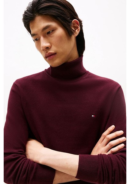 Erkek Regular Fit Kaşmir Karışımlı Balıkçı Yaka Kazak - Bordo fırsatları