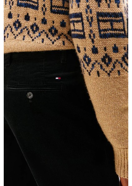 Erkek Denton Düz Paça Kadife Pantolon - Siyah fırsatları