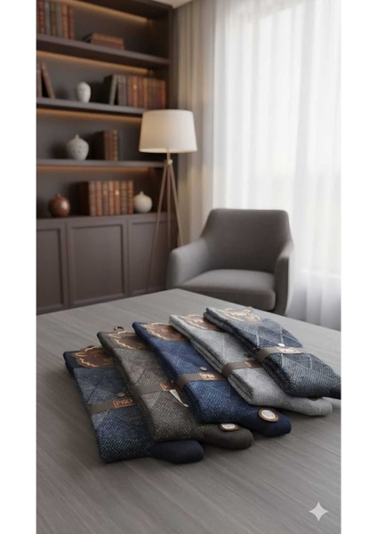 Lambswool (Yün) Erkek Çorap Dikişsiz 5'li Asorti Paket