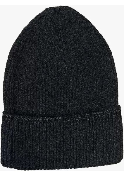 Kadın Dokuma Simli Triko Bere - Antrasit