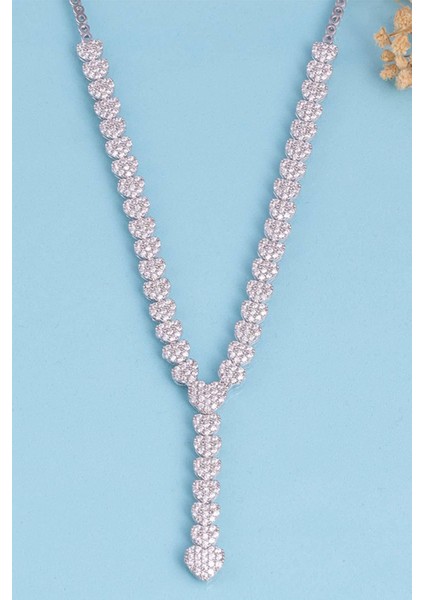 Kalp Süzmesi 925 Ayar Gümüş Rodyum Kaplama Su Yolu Kolye