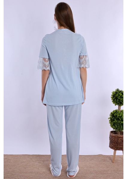 Mavi Hamile Lohusa Pijama Takımı modelleri