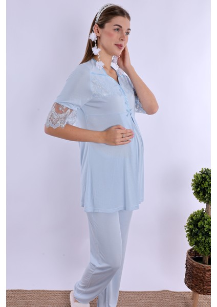 Mavi Hamile Lohusa Pijama Takımı fırsatları