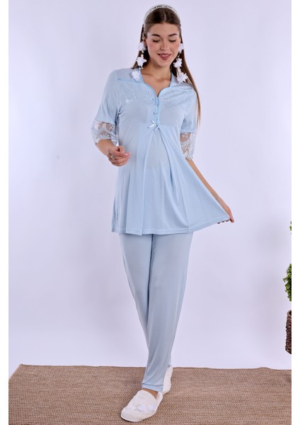 Mavi Hamile Lohusa Pijama Takımı indirimleri