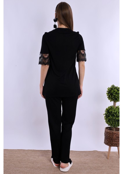 Siyah Hamile Lohusa Pijama Takımı modelleri