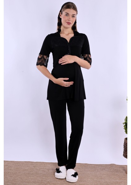 Siyah Hamile Lohusa Pijama Takımı