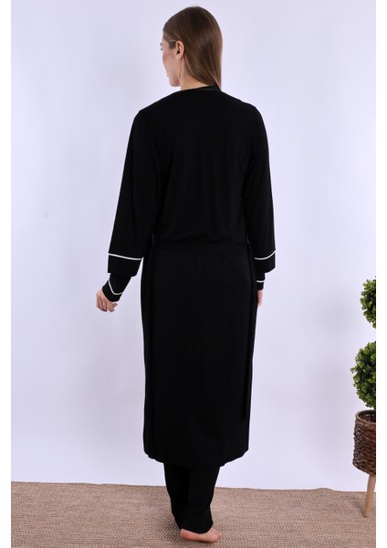 Siyah Sabahlıklı Hamile Lohusa Pijama Takımı modelleri