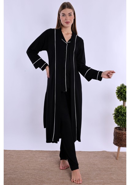 Siyah Sabahlıklı Hamile Lohusa Pijama Takımı fırsatları