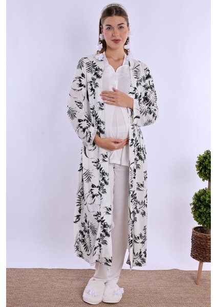 Ekru Sabahlıklı Hamile Lohusa Pijama Takımı fiyatları