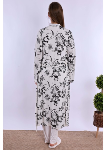 Ekru Sabahlıklı Hamile Lohusa Pijama Takımı modelleri