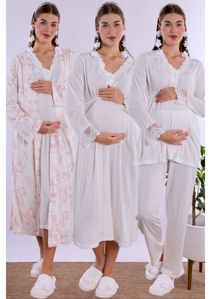 Pudra/ekru Hamile Lohusa Set