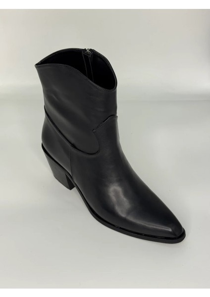 Luxe Kovboy Kadın Bot Siyah ve Kahverengi Büyük Numara Suni Deri Western Tarz fırsatları