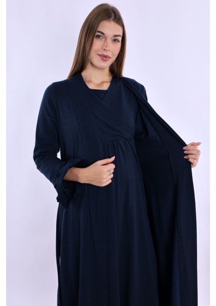 Lacivert Sabahlıklı Hamile Lohusa Gecelik Takım fiyatları