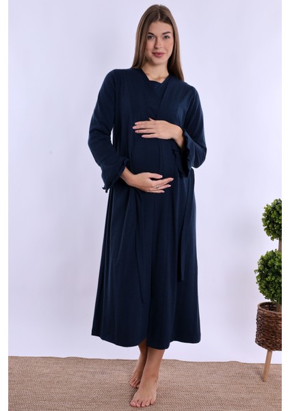 Lacivert Sabahlıklı Hamile Lohusa Gecelik Takım fırsatları