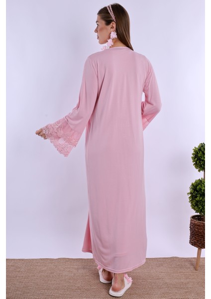Pembe Sabahlıklı Hamile Lohusa Gecelik Takım modelleri