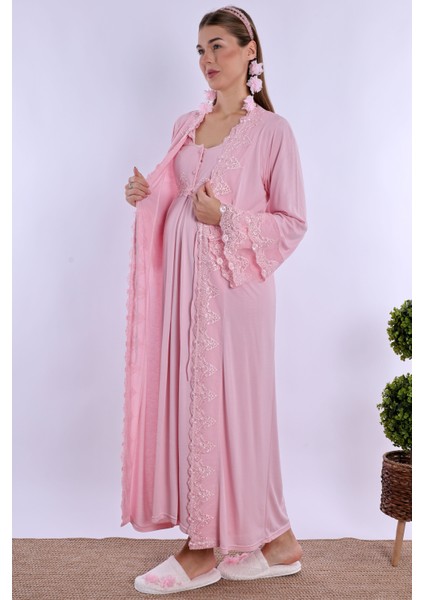 Pembe Sabahlıklı Hamile Lohusa Gecelik Takım fırsatları