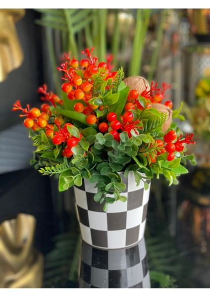 Turuncu Kokinalı Damalı Vazo