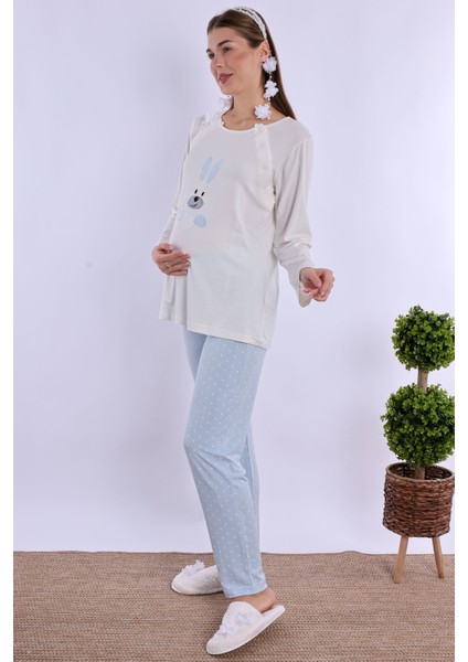Mavi Hamile Lohusa Pijama Takımı modelleri
